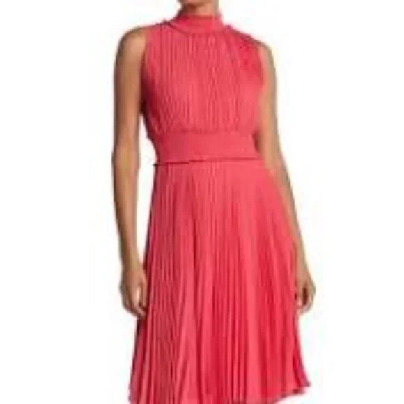 NWT Nanette Leopore Accordian Pleated Smocked Waist Dress - Picture 1 of 9